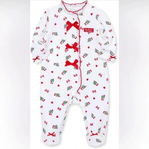 ⭐️New with tags ⭐️ Little Me Baby Girls 100% Cotton Christmas’s Footies.